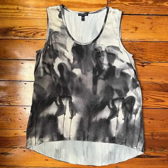 NWOT Eileen Fisher Watercolor 100% Silk Sleeveless High Low Tank Top - Picture 2 of 7